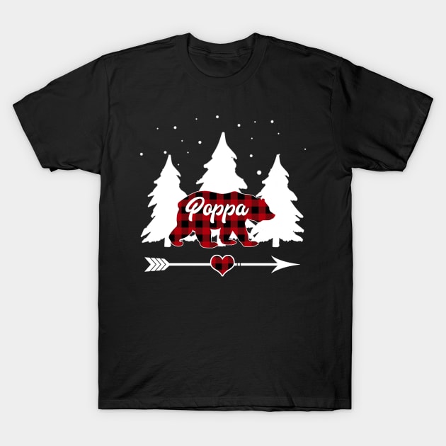 Poppa Bear Buffalo Plaid Christmas Matching Family Pajama T-Shirt by Soema